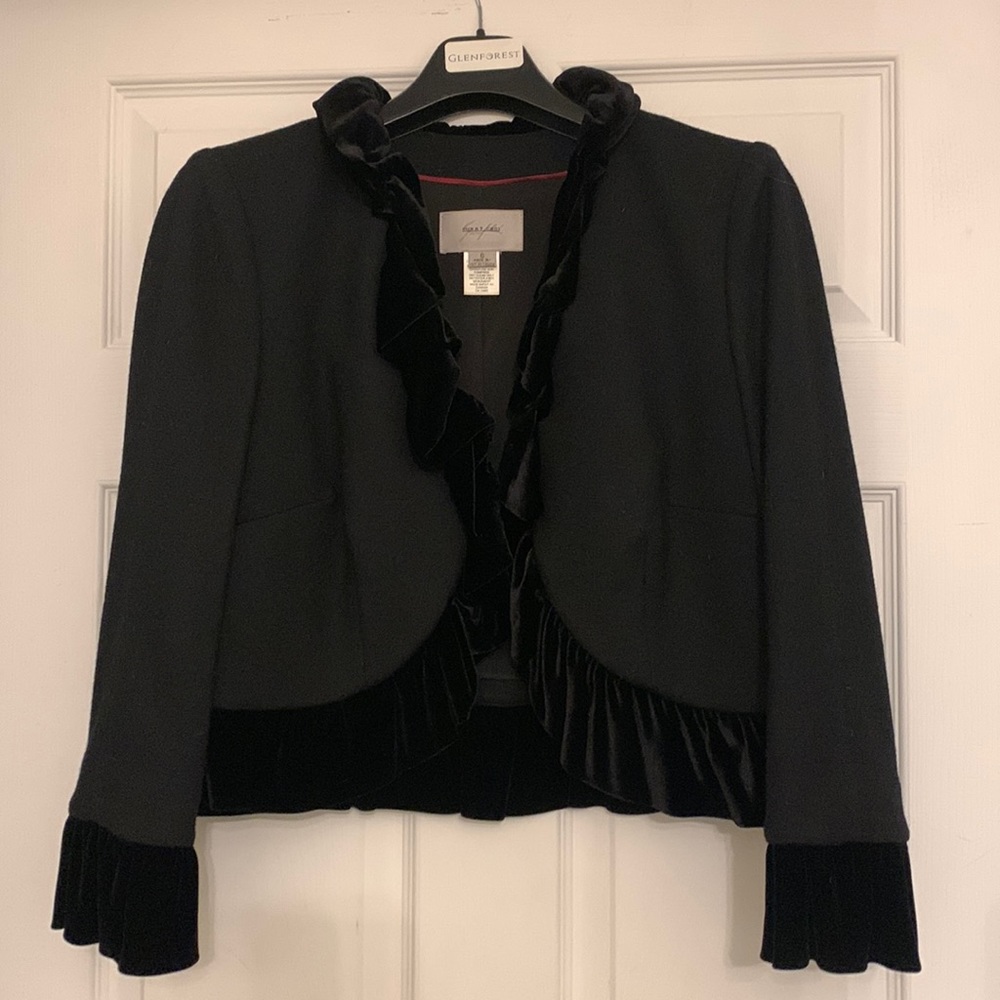 Sunny Choi vintage wool blazer with velvet trim, size 6.